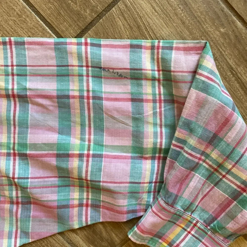 Vintage RALPH LAUREN Oxford 100% Cotton Plaid Long Sleeve Short Size Large